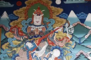 Images Dated 29th April 2010: Asia, Bhutan, Punakha. Murals depicting aspects of Buddhist culture inside Punakha Dzong temple