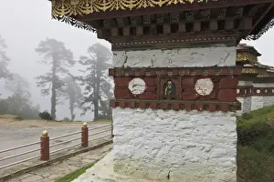 Himalayas Prints: Asia, Bhutan. Stupa at the Dochum La pass on the road between Thimphu and Pinakha