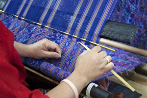 Asia, Bhutan, Thimpu. Bhutanese Textile Weaver