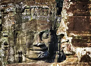 Cambodia Prints: Asia; Cambodia; Angkor Watt; Siem Reap; Faces of the Bayon Temple