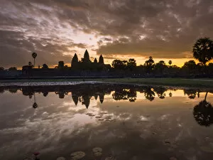 Cambodia Collection: Asia; Cambodia; Angkor Watt; Siem Reap; Sunrise reflections at Angkor Wat