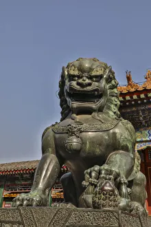 Summer Palace Prints: Asia, China, Beijing, Statue at Temple at the Summer Palace of Empress Cixi
