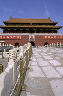 Tiananmen Square Prints: Asia, China, Beijing. Tiananmen Square, Heavenly Gate, Mao portrait
