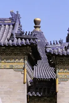 Imperial Prints: Asia, China, Beijing, Tiantan Park (Temple of Heaven). Ornate roofs are juxtaposed