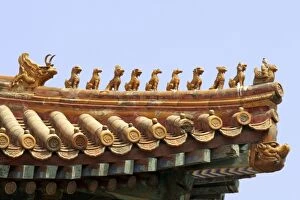 Asia, China, Beijing.Forbidden Palace roof ornamentation