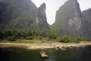 Guangxi Prints: Asia, China, Guilin. Karst Formations and Scenery of Li River