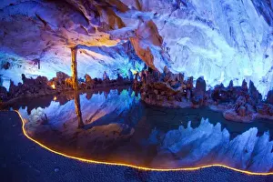 Images Dated 29th February 2012: Asia; China; Guling; Multi Colored Lights in the Reed Flute Cave