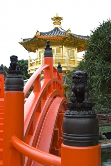 Images Dated 2nd April 2007: Asia, China, Hong Kong, Kowloon, Wong Tai Sin District. Red humpback bridges lead