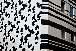Office Building Prints: Asia, China, Hong Kong. Modern black and white building in Hong Kong