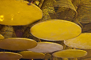 Incense Prints: Asia, China, Macau. Coils of incense at the A-Ma Temple, the oldest temple in Macau