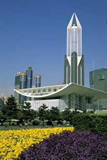 Southern China Prints: Asia, China, Shanghai. Peoples square and skyline
