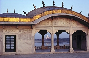Uttar Pradesh Prints: Asia, India, Agra. A view of Taj Mahal, a World Heritage Site, as seen from the Red Fort