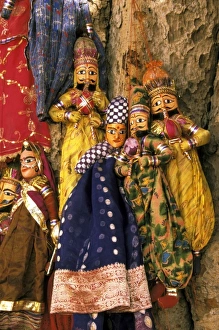 Claudia Adams Prints: Asia, India, Amber. Paper mache puppets