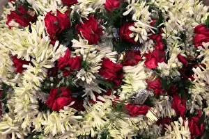 Kolkata Prints: Asia, India, Calcutta. Floral garlands from the flower market in Calcutta