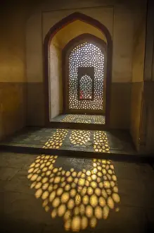 Ralph H Bendjebar Prints: Asia. India. Interior view of Humayuns Tomb in New Dehli