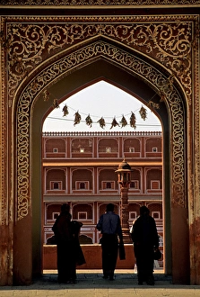 Entry Prints: Asia, India, Jaipur. Arched gate to the pink city of Jaipur