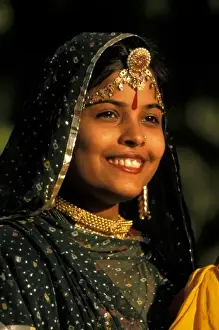 Dance Prints: Asia, India, Jaipur. Folk Dancer in Rambah Palace. MR