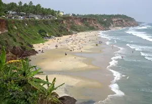 Asia, India, Kerala, Varkala. The cliffs at Varkala beach overlooking the Arabian Sea