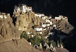 Little Tibet Prints: Asia, India, Ladakh, Leh. The last light of day spotlights Lamayuru Monastery