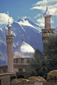 Zanskar Valley Prints: Asia, India, Ladakh, Suru. The silver dome of the Suru Mosque shines in the sunlight