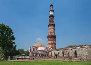 Ralph H Bendjebar Prints: Asia. India, The Qtub Minar of the Alai-Darwaza complex in New Dehli