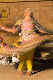 Asia, India, Rajasthan, Jaipur, Folk dancers and musicians. Editorial Only