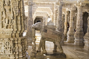 Images Dated 18th January 2014: Asia, India, Rajasthan, Udaipur, Jagdish temple. Marble elephant
