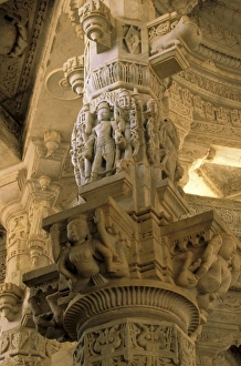 Claudia Adams Prints: Asia, India, Ranakpur. Detail of carved marble columns, Jain Temple