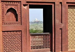 Images Dated 24th March 2007: Asia, India, Uttar Pradesh, Agra. A view of the Taj Mahal from inside the Red Fort