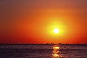 Jay Sturdevant Prints: Asia, Indonesia, Bali, Amed, sunset over Bali Sea with fishing boats