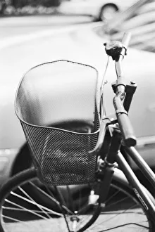 Tokyo Prints: Asia, Japan, Tokyo. Bike basket in the Ginza
