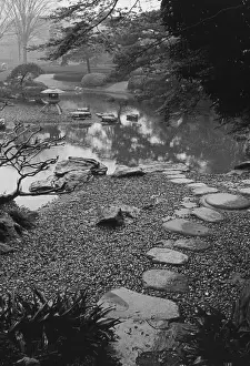 Tokyo Prints: Asia, Japan, Tokyo, Details, Imperial Palace Gardens, Black and white image