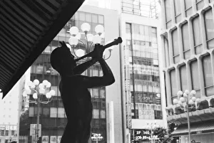 Musical Instrument Prints: Asia, Japan, Tokyo. Music statue, Shibuyaku