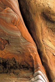 Asia, Jordan, Petra. Colorful patterns in sandstone