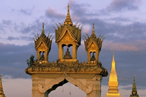 Vientiane Prints: Asia, Laos, Vientiane. That Luang Temple