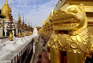 Images Dated 21st December 2007: Asia, Myanmar (Burma), Bagan (Pagan). A corner feature of the Shwe Zigon Pagoda in Bagan