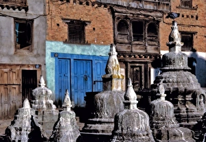 Nepal Prints: Asia, Nepal, Kathmandu. Stupas, such as these in Kathmandu, a World Heritage Site