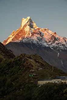 Himalaya Prints: Asia, Nepal. Machapuchare Mountain from top of Mardi Himal Trek