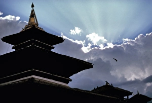 Kathmandu Valley Prints: Asia, Nepal, Patan. The temples at Durbar Square in Patan