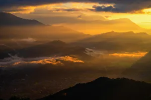 Nepal Prints: Asia, Nepal, Pokhara. Sarangkot sunrise