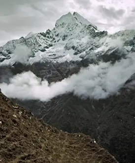 Himalayas Prints: Asia, Nepal, Sagarmatha NP. Snow covers Tamserku Peak in Sagarmatha National Park