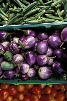 Type Prints: Asia, Singapore. Fresh produce for sale at market