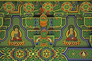 Images Dated 26th June 2007: Asia, South Korea, Taegu. Detail of a wall mural at a Buddhist Temple. Credit as