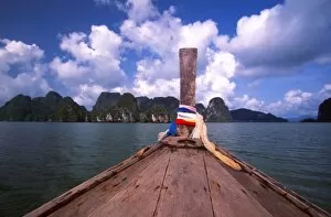Asia, Thailand, Phang Nga National park, longtail boat in Phang Gna Bay