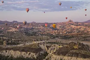Images Dated 14th September 2014: Asia, Turkey, Cappadocia. Hot Air Ballooning in Turkey, Goreme Valley, near Urgup