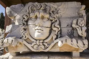 Images Dated 24th September 2014: Asia, Turkey, Carved Head of Medusa at the Archaeological Site of Didyma ruins
