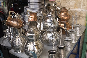 Coffee Prints: Asia, Turkey, Gaziantep. Medina, Copper souk (copper Turkish coffee making pots)
