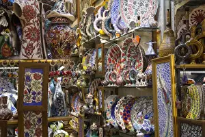 Pottery Prints: Asia, Turkey, Istanbul, Pottery shop in the Grand Bazaar (Turkish: Kapalancarsan