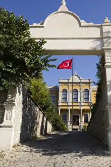 Safranbolu Prints: Asia, Turkey, Safranbolu. Government building with red Turkish flag flying