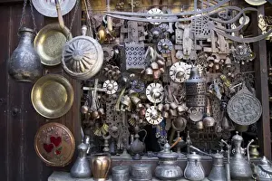 Asia, Turkey, Safranbolu. Marketplace displaying copper, tin, brass and locally welded